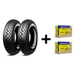 PACK : 2 x Michelin S83 3.50 - 10 59J + 2 x CAMARA MICHELIN 10 B4 val. Curva0 B4 val. Curva