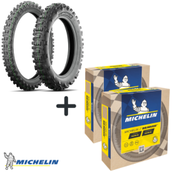 PACK4 : Michelin Enduro MEDIUM 2  90/90-21 y 140/80-18 + Michelin BIB MOUSSE  M15 y M14