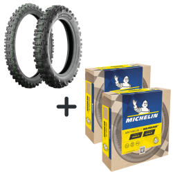 PACK4 : Michelin Enduro MEDIUM 2  90/90-21 y 140/80-18 + Michelin BIB MOUSSE  M15 y M14S